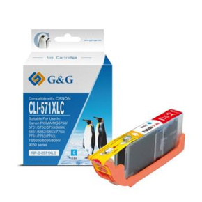 alt. kazeta G&G (CANON CLI-571XLC (12,2ml)C) pre CANON PIXMA MG5700/MG5750/MG5751/ MG5752/MG5753/MG6800/MG6850 /MG6851 /MG685