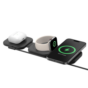 Belkin Boost Charge Pro 3-in-1 Magnetic Wireless Charging Travel Pad with Qi2 15W - Black