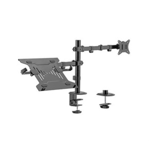 Monitor holder for desk with laptop stand, GEMBIRD MA-DA-03, tilting, up to 32” and 9kg, black