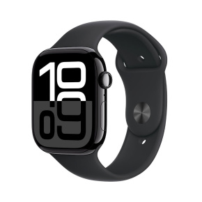 Apple Watch Series 10 GPS 42mm Jet Black Aluminium Case with Black Sport Band - S/M