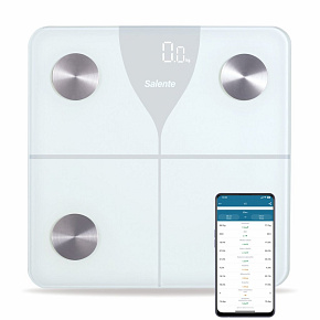 Salente SlimFit, múdra osobná diagnostická fitness váha, Bluetooth, biela Salente SlimFit, múdra osobná diagnostická fitness váha, Bluetooth, biela