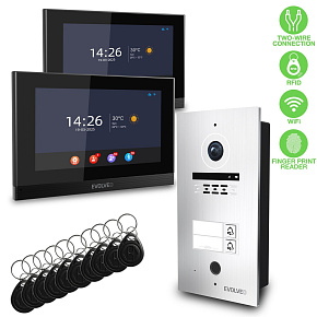EVOLVEO DoorPhone ID-2, 2-drôtový videotelefón pre dva byty s RFID, odtlačkom prsta a podporou ONVIF ka EVOLVEO DoorPhone ID-2, 2-drôtový videotelefón pre dva byty s RFID, odtlačkom prsta a podporou ONVIF ka