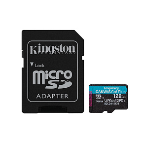 Kingston Canvas Go Plus A2/Micro SDXC/128GB/UHS-I U3/Class 10/+ Adaptér Kingston Canvas Go Plus A2/Micro SDXC/128GB/UHS-I U3/Class 10/+ Adaptér