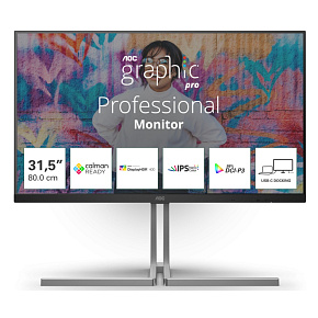 AOC/U32U3CV/32"/IPS/4K UHD/60Hz/4ms/Blck-Slvr/3R AOC/U32U3CV/32"/IPS/4K UHD/60Hz/4ms/Blck-Slvr/3R