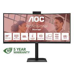 AOC/CU34E4CW/34"/VA/wQHD/120Hz/4ms/Čierna/5R AOC/CU34E4CW/34"/VA/wQHD/120Hz/4ms/Čierna/5R