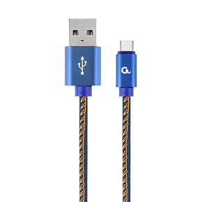 Gembird oplietaný denim USB-A/USB-C kábel 1m Gembird oplietaný denim USB-A/USB-C kábel 1m