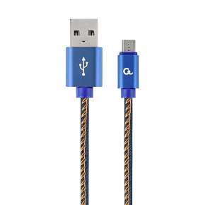 Gembird oplietaný denim USB-A/microUSB kábel 1m Gembird oplietaný denim USB-A/microUSB kábel 1m