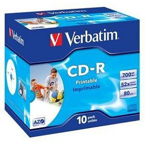 VERBATIM CD-R(10-Pack)Jewel/Printable/52x/700MB VERBATIM CD-R(10-Pack)Jewel/Printable/52x/700MB