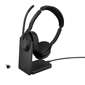 Jabra Evolve2 55/Stereo/ANC/USB-C/BT-USB/Bezdrôt/MS/Stand/Čierna Jabra Evolve2 55/Stereo/ANC/USB-C/BT-USB/Bezdrôt/MS/Stand/Čierna
