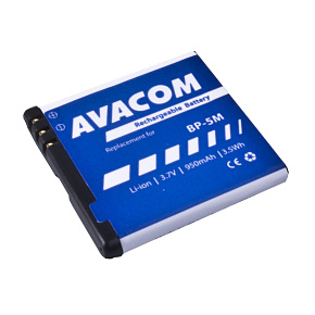 Batéria AVACOM GSNO-BP5M-S950A do mobilu Nokia N81, 6500 Slide Li-Ion 3,7 V 950mAh (náhrada BP-5M) Batéria AVACOM GSNO-BP5M-S950A do mobilu Nokia N81, 6500 Slide Li-Ion 3,7 V 950mAh (náhrada BP-5M)