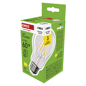 EMOS LED FLM A60 5,9 W (60 W) 806lm E27 NW EMOS LED FLM A60 5,9 W (60 W) 806lm E27 NW