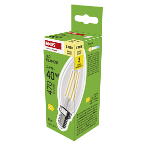 EMOS LED FLM CANDLE 3,4 W (40 W) 470lm E14 WW EMOS LED FLM CANDLE 3,4 W (40 W) 470lm E14 WW