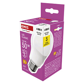 EMOS LED CLS A60 5,8 W (50 W) 645lm E27 NW EMOS LED CLS A60 5,8 W (50 W) 645lm E27 NW