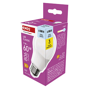 EMOS LED CLS A60 7W (60W) 806lm E27 CW EMOS LED CLS A60 7W (60W) 806lm E27 CW