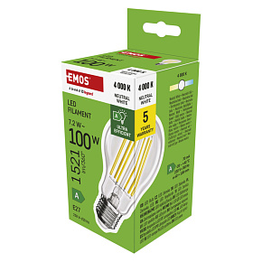 EMOS LED FLM A60 7,2 W (100 W) 1521lm E27 NW A CLASS EMOS LED FLM A60 7,2 W (100 W) 1521lm E27 NW A CLASS