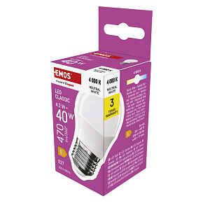 EMOS LED CLS MINI GLOBE 4,2 W (40 W) 470lm E27 NW EMOS LED CLS MINI GLOBE 4,2 W (40 W) 470lm E27 NW