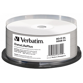Verbatim Blu-ray BD-R DL 50GB 6x WIDE Profesional Printable 25-cake NON-ID Verbatim Blu-ray BD-R DL 50GB 6x WIDE Profesional Printable 25-cake NON-ID