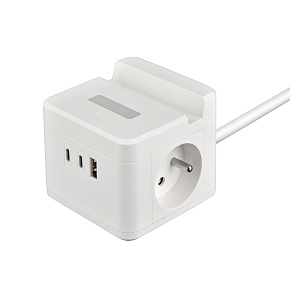 Sieťový adaptér VIKING YC23H, biela/Output:2xAC,1xUSB-A,2xUSB-C/držiak na mobil/ LED svetlo/1,4m kábel Sieťový adaptér VIKING YC23H, biela/Output:2xAC,1xUSB-A,2xUSB-C/držiak na mobil/ LED svetlo/1,4m kábel