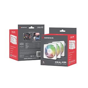 Ventilátor Genesis OXAL 120 ARGB, 3-Pack, Biely Ventilátor Genesis OXAL 120 ARGB, 3-Pack, Biely