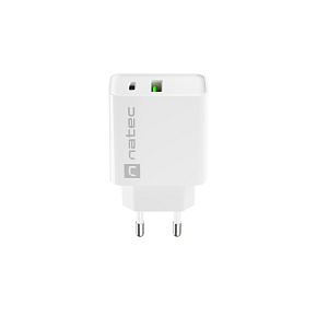 Univerzálna nabíjačka Natec RIBERA 20W 1X USB-A + 1X USB-C, biela Univerzálna nabíjačka Natec RIBERA 20W 1X USB-A + 1X USB-C, biela