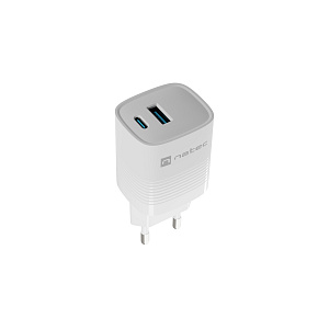 Univerzálna USB nabíjačka Natec RIBERA GaN 30W, 1X USB-A, 1X USB-C, Biela Univerzálna USB nabíjačka Natec RIBERA GaN 30W, 1X USB-A, 1X USB-C, Biela