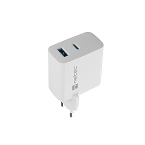 Univerzálna USB nabíjačka Natec RIBERA GaN 45W, 1X USB-A, 1X USB-C, biela Univerzálna USB nabíjačka Natec RIBERA GaN 45W, 1X USB-A, 1X USB-C, biela