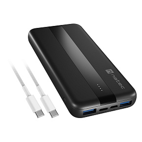Power banka Natec TREVI SLIM Q V2 10000mAh, 2X USB-A 18W, 1X USB-C 20W, USB-C - USB0-C kábel, čierna Power banka Natec TREVI SLIM Q V2 10000mAh, 2X USB-A 18W, 1X USB-C 20W, USB-C - USB0-C kábel, čierna