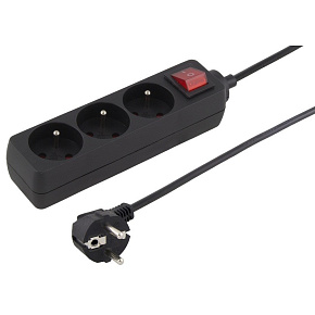 Predlžovací prívod 230V 2m 3 zásuvky, vyp, čierny Predlžovací prívod 230V 2m 3 zásuvky, vyp, čierny