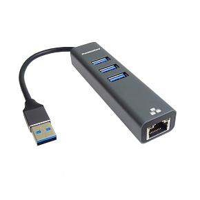 PremiumCord Adapter USB3.0 - RJ45 + 3x USB 3.0 PremiumCord Adapter USB3.0 - RJ45 + 3x USB 3.0