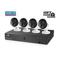 iGET HGNVK85304 - Kamerový PoE FullHD set, 8CH NVR + 4x IP 1080p kamera, SMART detekcia, W/M/Andr/iOS