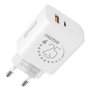 OBAL:ME Cestovná Nabíjačka USB-A + USB-C 25W White OBAL:ME Cestovná Nabíjačka USB-A + USB-C 25W White