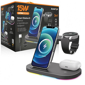 Aligator Stanica Smart Station S s bezdrôtovým nabíjaním 3v1, 15W Aligator Stanica Smart Station S s bezdrôtovým nabíjaním 3v1, 15W