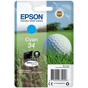 Epson Singlepack Cyan 34 DURABrite Ultra Ink Epson Singlepack Cyan 34 DURABrite Ultra Ink