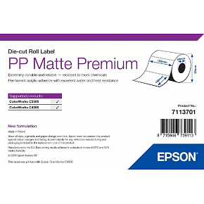 EPSON PP Matte Label Premium, Die-cut Roll, 105mm x 152mm, 185 Labels EPSON PP Matte Label Premium, Die-cut Roll, 105mm x 152mm, 185 Labels