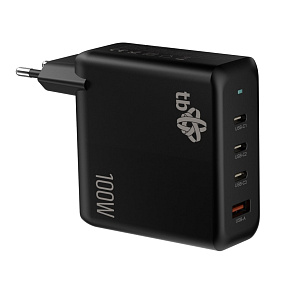 TB 3x USB-C + 1x USB-A nabíjačka, GaN, 100W, čierna TB 3x USB-C + 1x USB-A nabíjačka, GaN, 100W, čierna