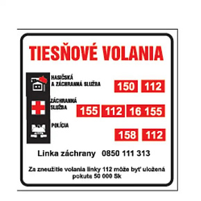 Etikety Info- Tiesňové volanie Etikety Info- Tiesňové volanie