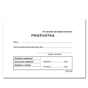 Priepustka – A7 – 100 listov