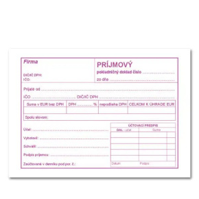Príjmový pokladničný doklad A6 s DPH – samoprepis – 100 listov