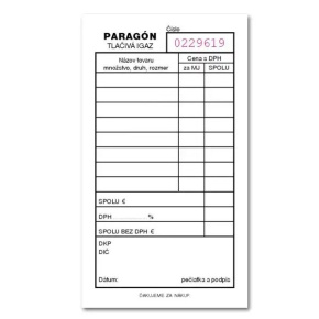 Paragónový blok – samoprepis, číslovaný – 100 listov