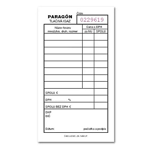 Paragónový blok – samoprepis, číslovaný – 100 listov Paragónový blok – samoprepis, číslovaný – 100 listov