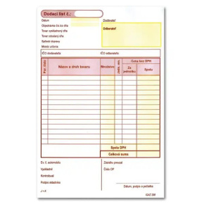 Dodací list A5, dvojfarebný, samoprepis – 100 listov