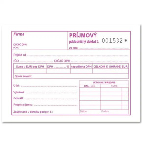 Príjmový pokladničný doklad číslovaný A6 s DPH – 100 listov – samoprepis