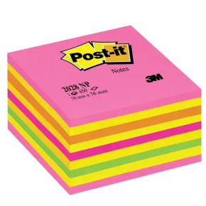 Bloček samolepiaci 76x76 Post-it kocka neón /450 l
