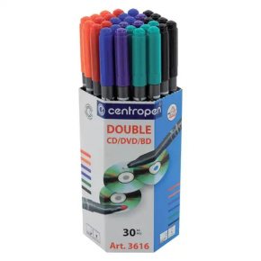 Značkovač DOUBLE na popisy CD, DVD, BD diskov CENTROPEN 3616 sada 30