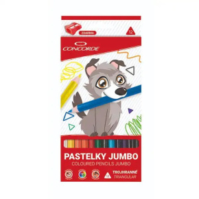 Pastelky CONCORDE Jumbo trojhranné, 12 ks + strúhadlo