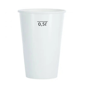 Papierový pohár 630 ml biely s ryskou 0,5 l  50ks