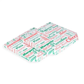 Krabica na pizzu 33x33x3 cm TEXT - biela 100 ks