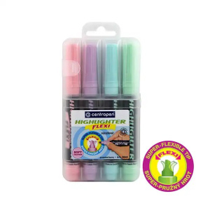 Zvýrazňovač CENTROPEN 8542 Flexi SOFT sada 4 farby