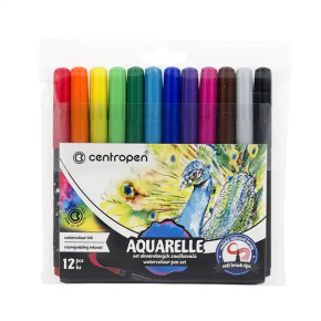 Akvarelové značkovače CENTROPEN 8683/12 so štetcovým hrotom