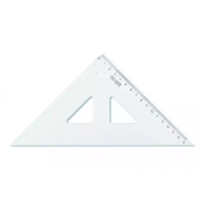 Pravítko trojuholník s ryskou, transparentné,16 cm